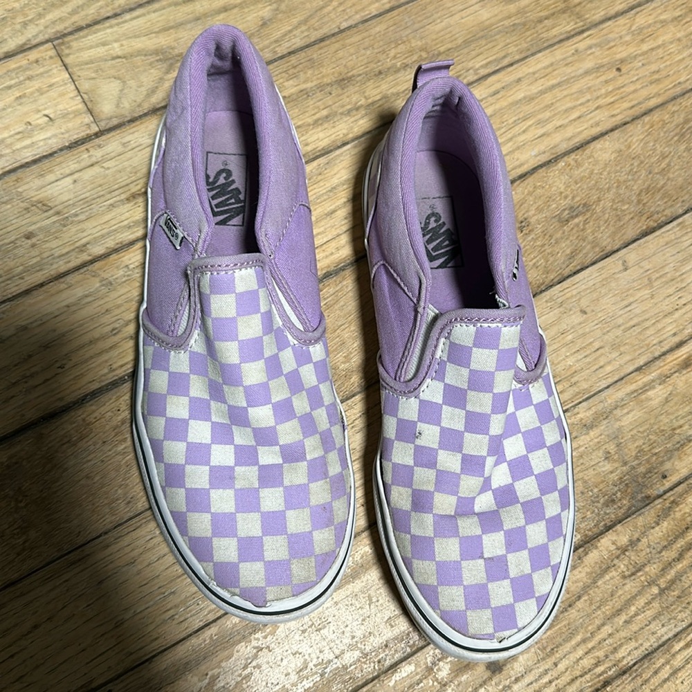 purple checkered vans